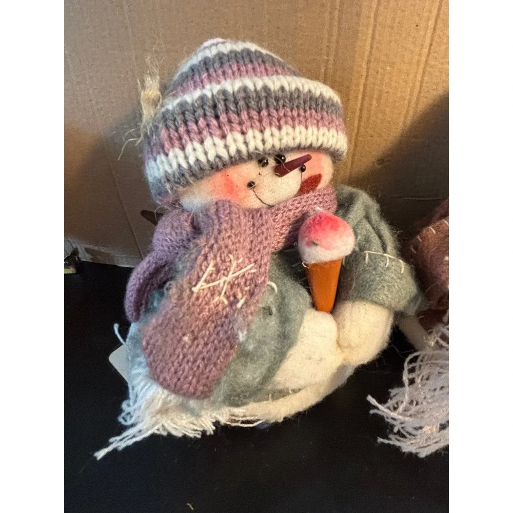2 Plush Snowman Christ Snowman Christmas Decorations with Ice Cream Cones